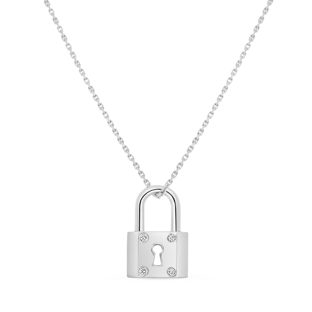 WHITE GOLD DIAMOND PADLOCK NECKLACE