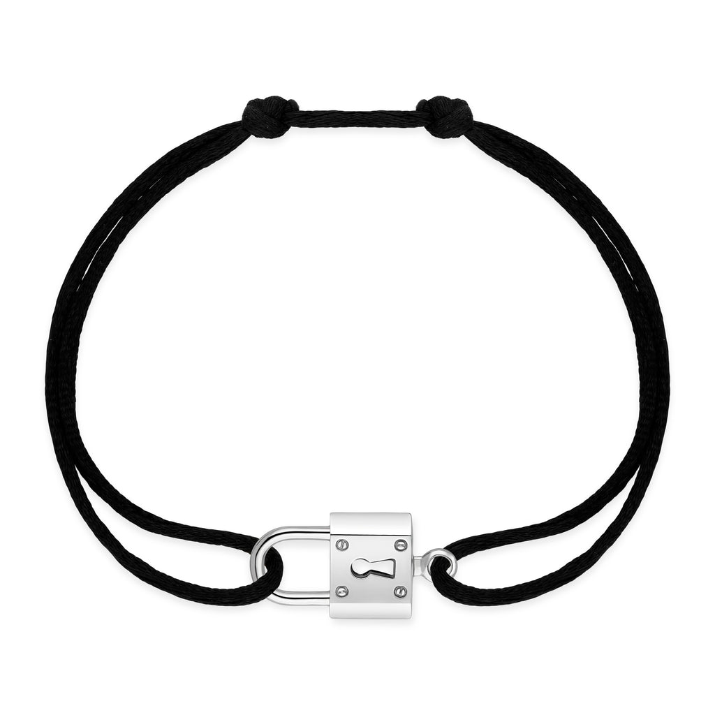 Bracelet Cadenas Grand Modèle sur cordon Or Blanc