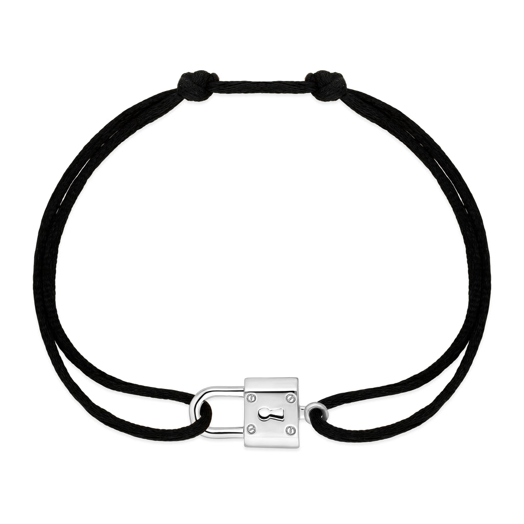 Bracelet Cadenas Moyen Modèle sur cordon Or Blanc
