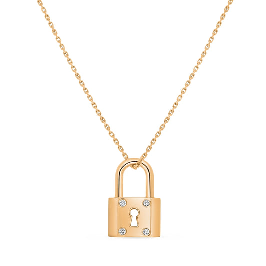 ROSE GOLD DIAMOND PADLOCK NECKLACE